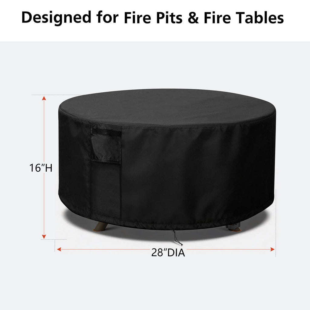 Pit Cover Round 28x16, 600D Heavy Duty Round Firepit Covers Waterproof
