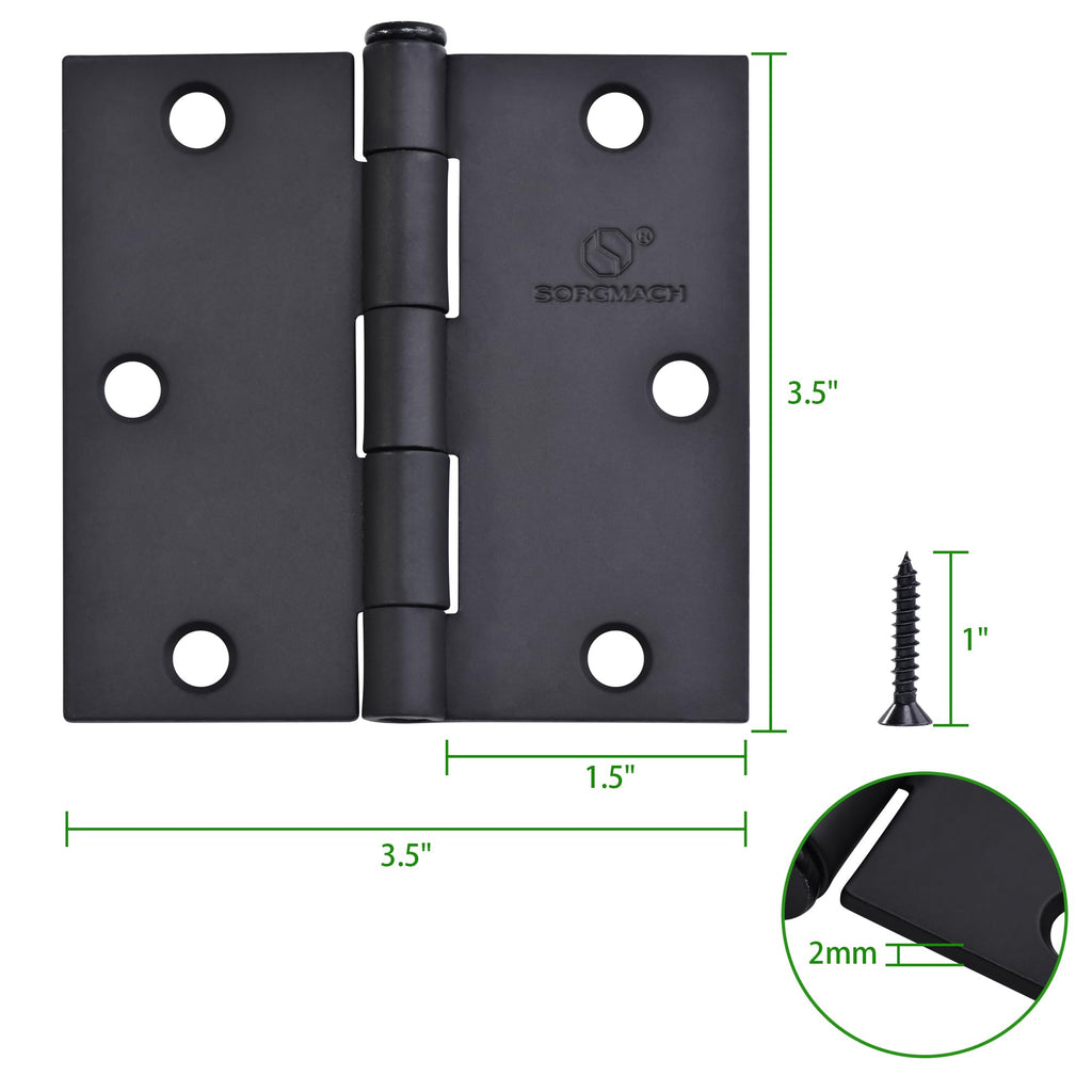 Door Hinge 3 1/2 Inch Interior Door Hinges Satin Nickel 3.5 Inch Interior Hinges Flat Iron Hinge 3 1⁄2"x 3 1⁄2" Door