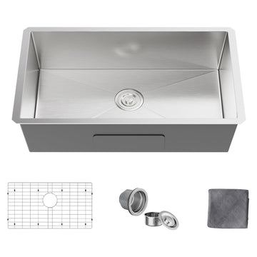 28 Inch Undermount Kitchen Sink - 28 x 18 Stainless Steel Kitchen Sinks 16 Gauge Single Bowl 9" Deep Handmade Sink