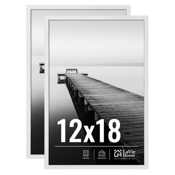 12x18 Picture Frame for Wall Display, 12x18 White Picture Frame with HD Plexiglas, 12 x 18 Poster Frame 2 Pack