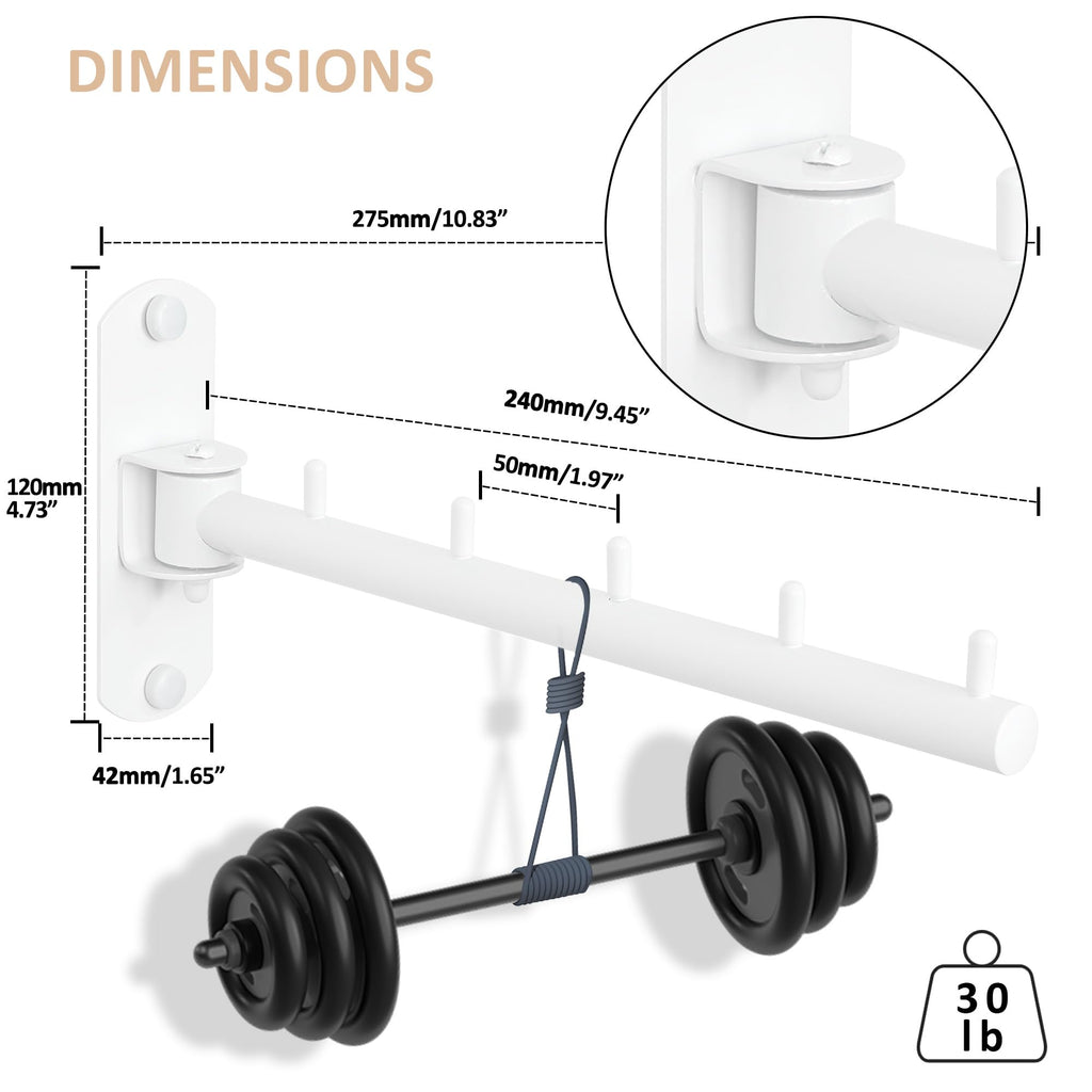 Swing Clothes Hanger Rack, Garment Racks 9.45" Long, White-2Pack