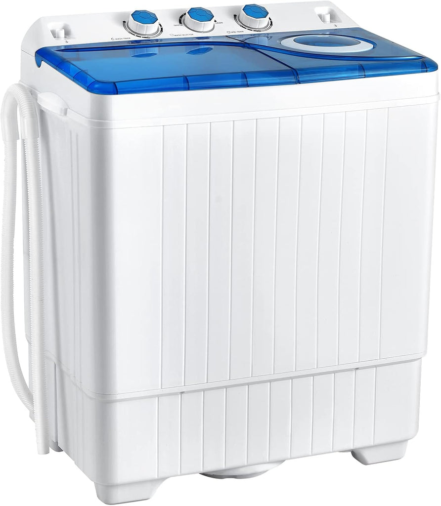 Portable Washing Machine, Twin Tub 26lbs Capacity Laundry Washer, 18lbs Washer and 8lbs Spinner Combo with Timer Knobs
