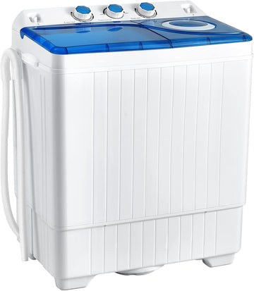 Portable Washing Machine, Twin Tub 26lbs Capacity Laundry Washer, 18lbs Washer and 8lbs Spinner Combo with Timer Knobs