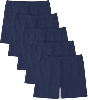 5 Pack Girls Bike Shorts Cotton Cartwheel Shorts for Under Dresses