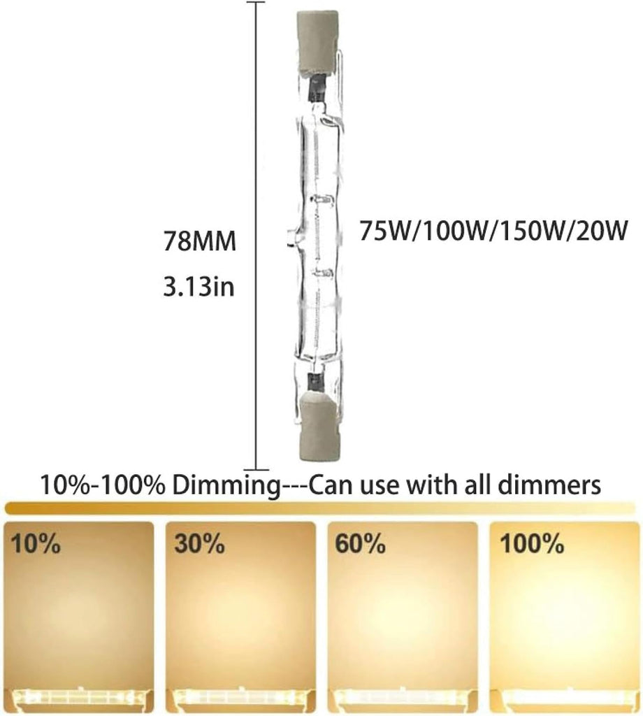 5PC Halogen Light Bulb R7S 78MM 120V 200W Linear T3 J Type Floodlight Bulb Halogen R7s 78mm 220V 200W Household Decor