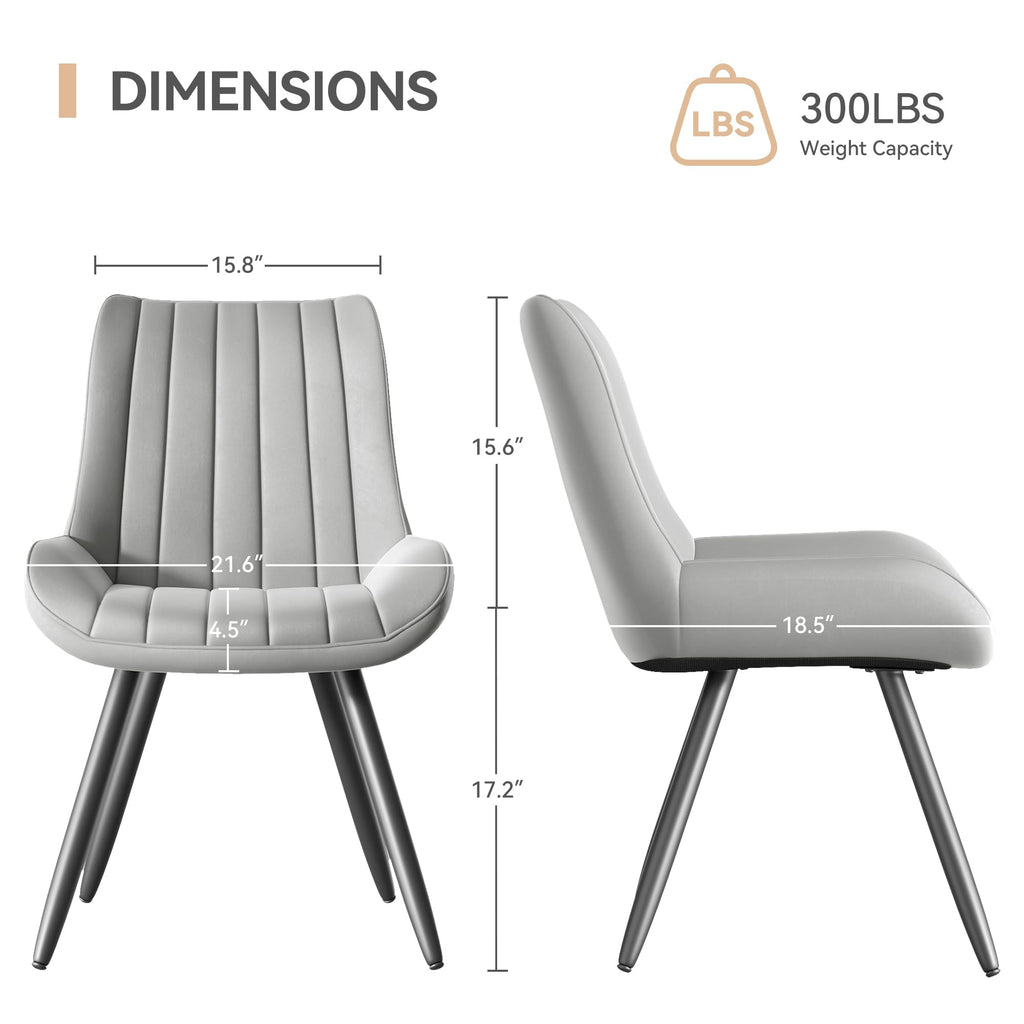 Dining Chairs Set of 6, Mid Century Modern Kitchen Chairs with Soft Cushion, Comfortable Upholstered Fabric Dining