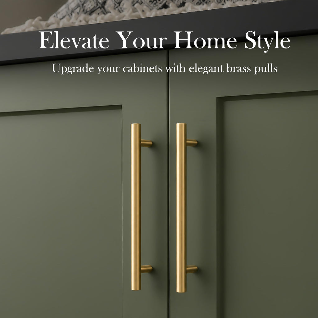 Solid Brass Cabinet Pulls, Brushed Gold Drawer Handles 5