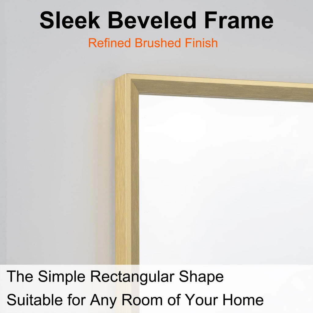 Bathroom Mirror for Wall, 24x16 Inch Framed Vanity Mirror Brushed Gold