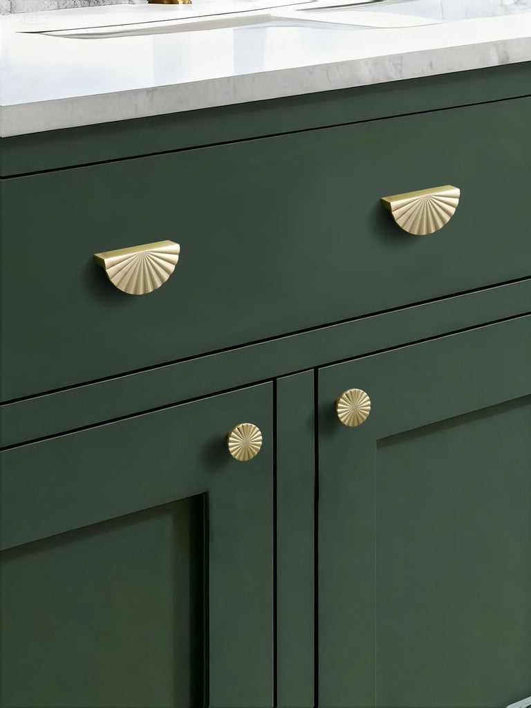 10 Pack Brushed Gold Cabinet Pulls 2.5" Hole Center Cup Flat Brass Drawer Pulls Kitchen Cupboard Bathroom Dresser