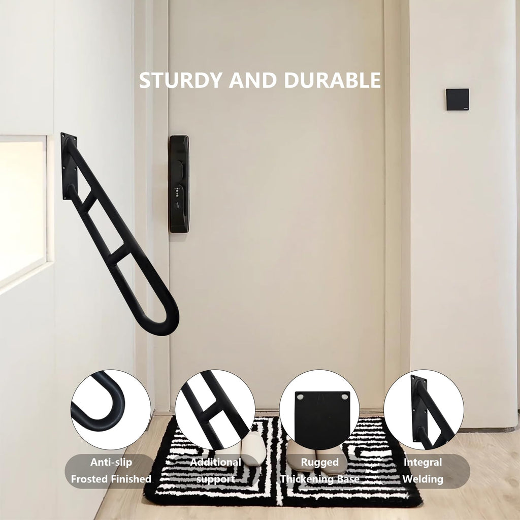 2 Pks U-Shaped Hand Railings for Steps, One Solid Piece Design, Heavy Duty Non-Slip Stair Handrails for 1-2
