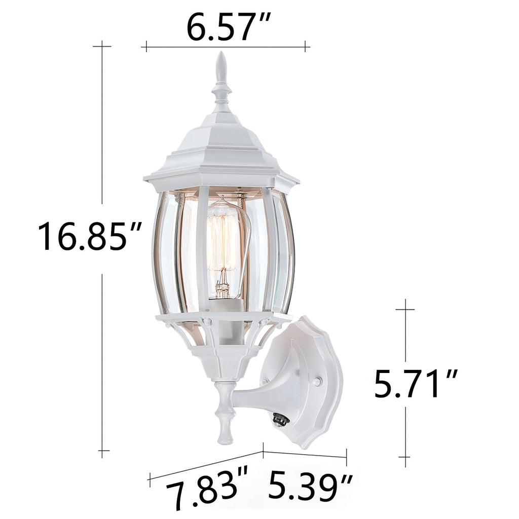 16.8 Inch White Outdoor Wall Lights Dusk to Dawn, Outside Wall Sconce White Dusk to Dawn Sensor Outdoor Light for