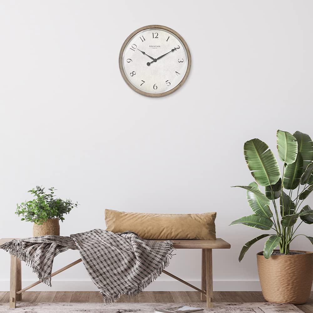 10" Silent Modern Farmhouse Wall Clock, Gray Oak Finish