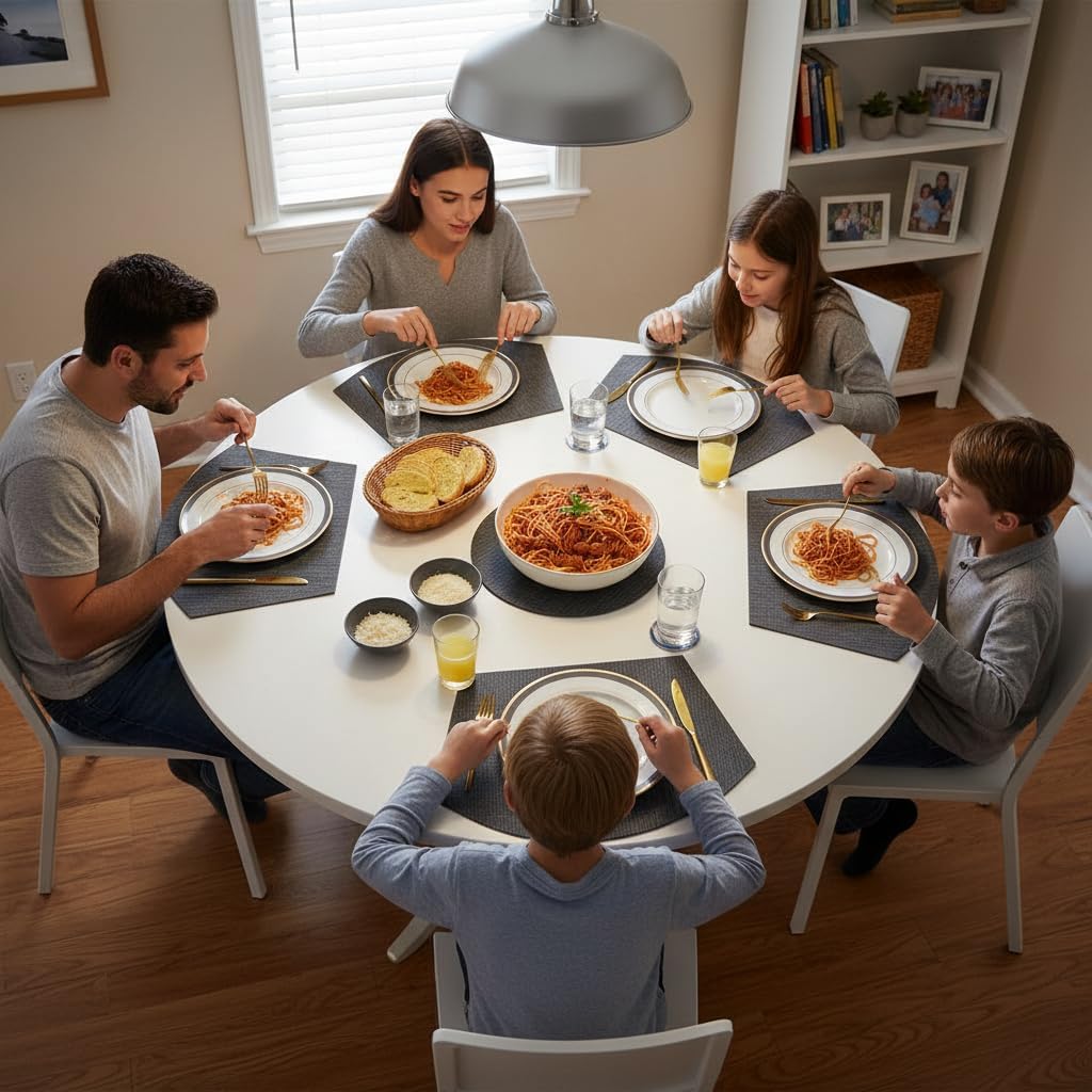 Large Size Wedge Placemats with Centerpiece Round Mat Round Table Place Mats Washable Dining Table Placemats - Set of 5