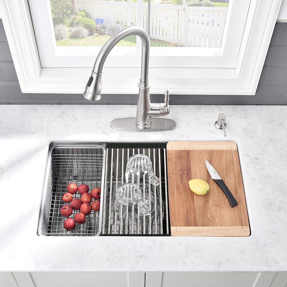 33 Inch Undermount Kitchen Sink Workstation Stainless Steel Sink