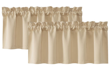 2 Panels Beige 70% Blackout Valance for Windows, 42" W x 16" L