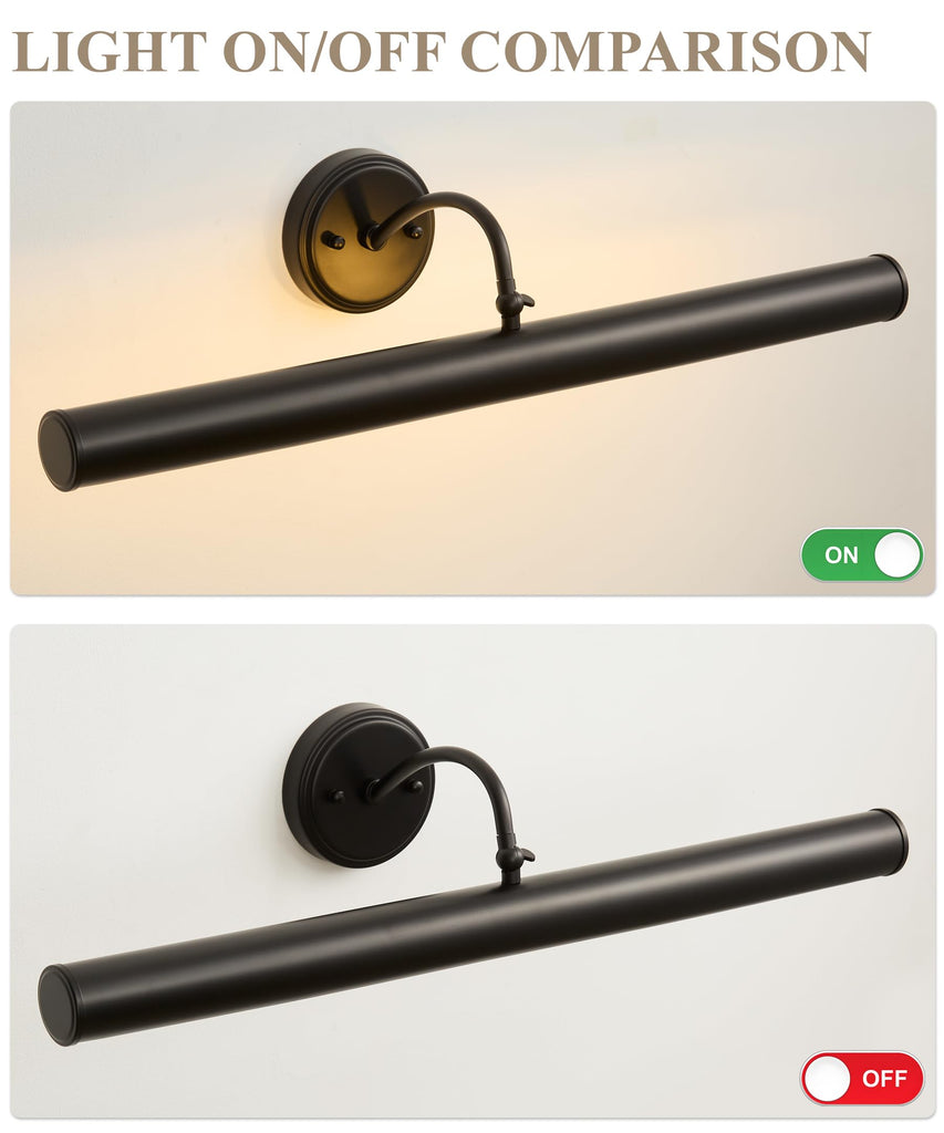 Hardwired Picture Lights,28 Inch Black Vintage Art Light,E12 Base, 330° Adjustable Rotatable,4‐Light Gallery Lighting