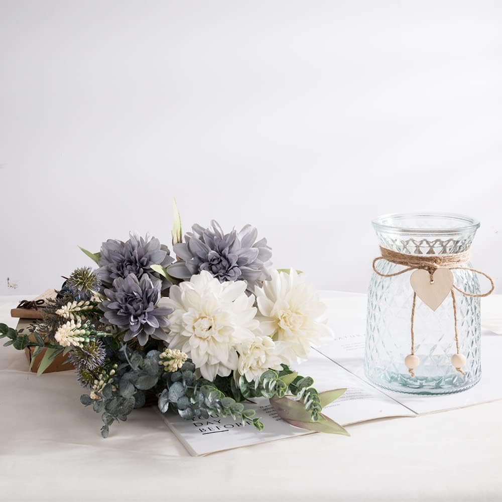 Artificial Dahlia Flowers with Vase, 14.9'' (Dahlia)