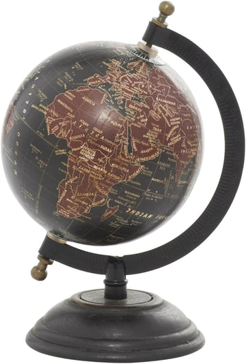 Mango Wood Globe, 6" x 5" x 9", Black
