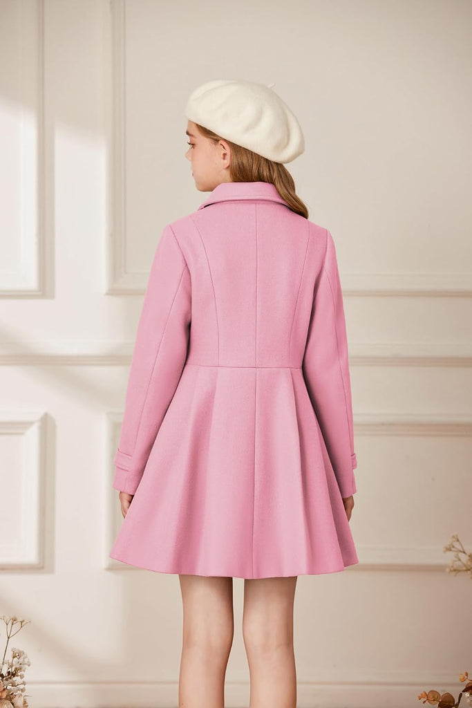 Girls Winter Wool Peacoat Coat Jacket Detachable Capelet