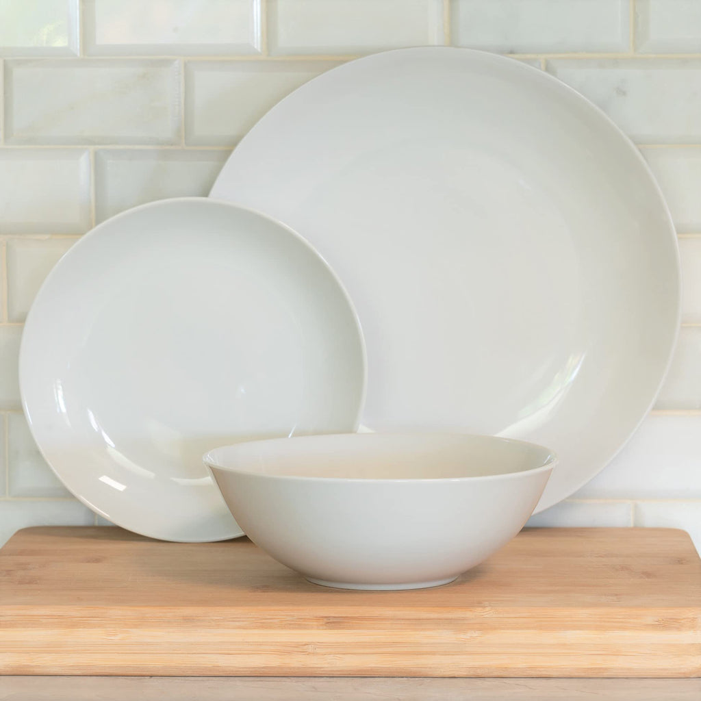 Simply Coupe Dinnerware Set, White, Service for 4 ( 12 Piece)