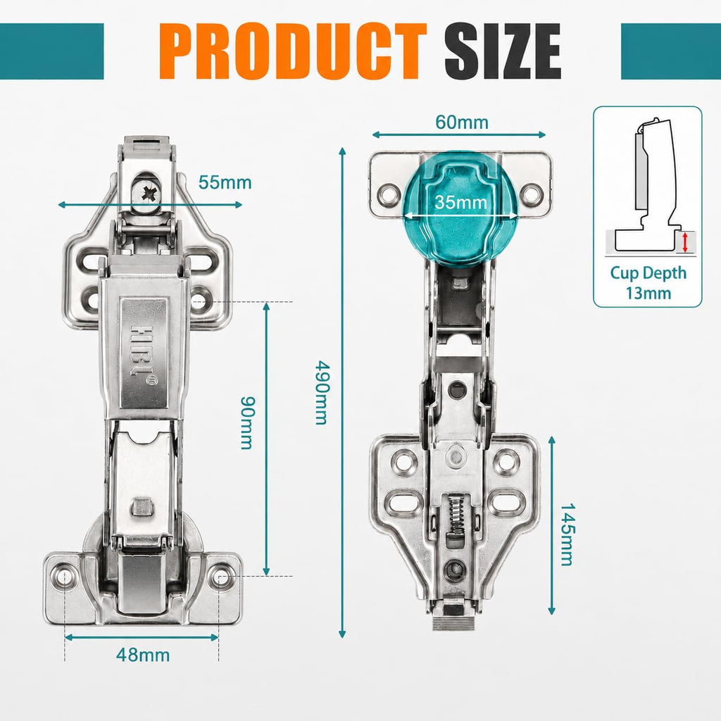 4 Pack 165 Degree Soft Close Cabinet Hinges, Full Overlay Kitchen Cabinet Hinges, Concealed European Hinges for Lazy