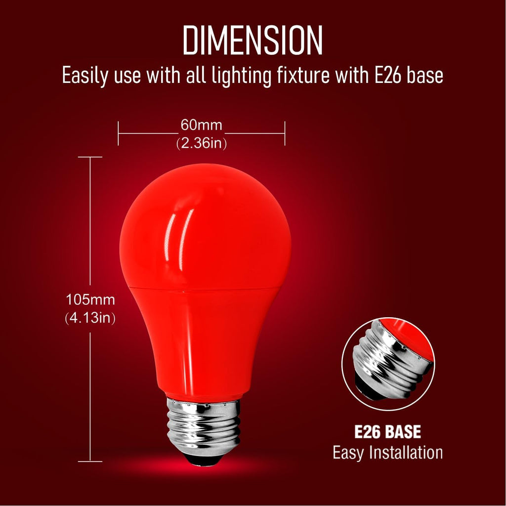 Red LED Light Bulbs A19 7W (60W Equivalent) E26