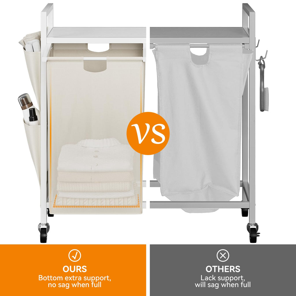 Double Laundry Hamper with Wheels, Rolling Laundry Basket Organizer