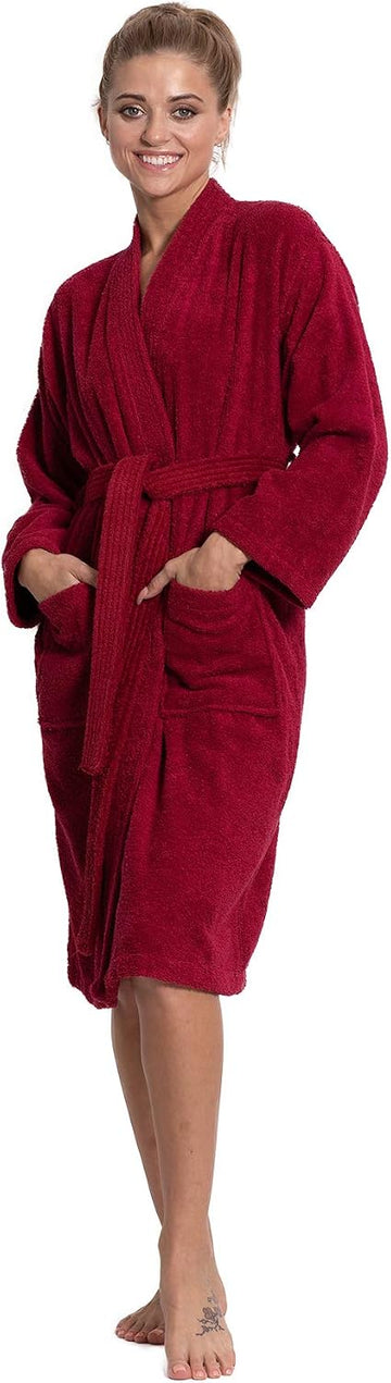 Soft & Absorbent Towel Robe, 100% Cotton Turkish Terry Cloth Kimono Bathrobes for Women
