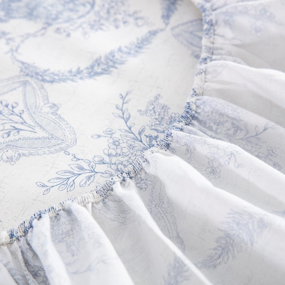 100% Cotton Bedding Printed Sheets Set. Up to 14" Deep Mattress, Farmhouse Country Cottage Pattern Bedlinen