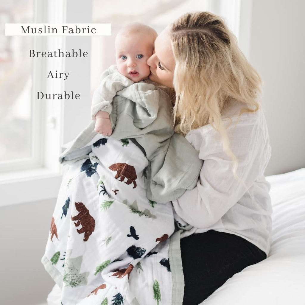 Muslin Baby Blanket | Breathable, Ultra-Soft Muslin Quilt | Perfect Receiving Blankets for Boys & Girls | Yosemite