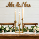 3-Arm Gold Candelabra, Tall Candle Stick Holder 23.03",Candelabras with Glass Lampshade & Heavy Base - Ideal