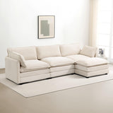 Oversized Modular Sectional Sofa with Movable Ottoman, 112-Inch 4-Seat Modern Corduroy L-Shaped Convertible Couch for Living Room or Office
