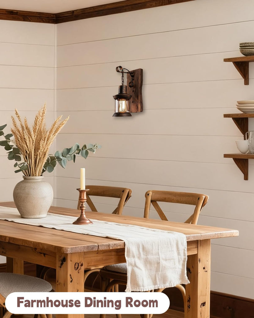 Rustic Wall Sconces, Vintage Wall Sconce, Rustic Light Fixtures, Farmhouse Antique Wooden Wall Lamp for Aisle, Vanity