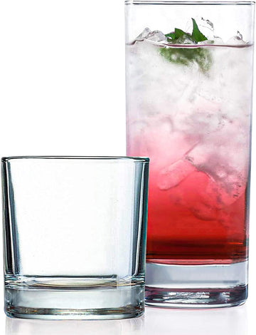 Everyday Drinking Glasses Set of 8 Drinkware Hurricane Glasses, Kitchen Glasses for Cocktail, Iced Coffee, Beer, Ice