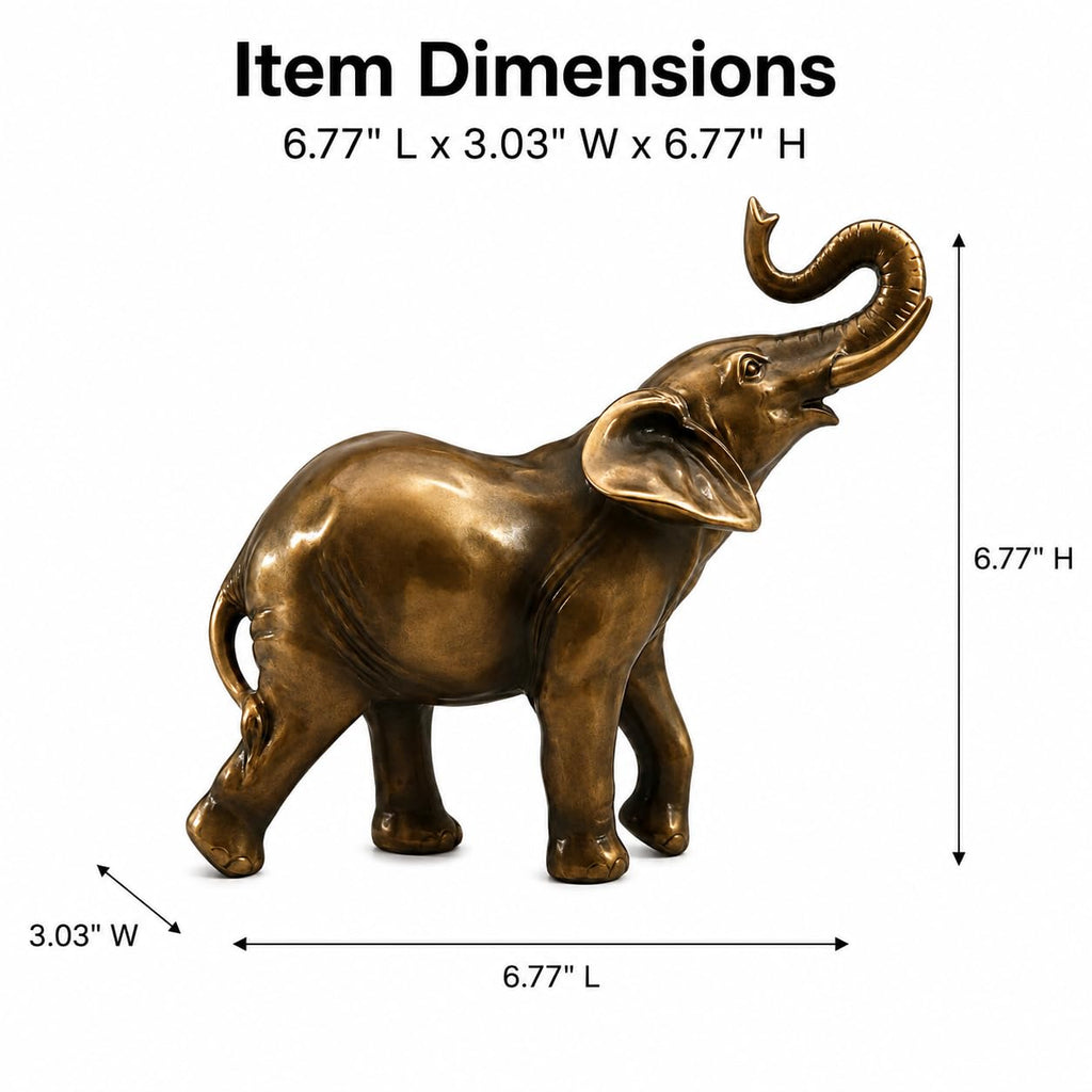 6.77 Inch Elephant Statue, Trunk Up Decor