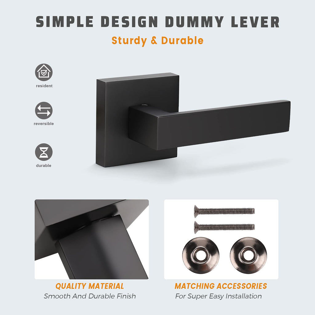 Dummy Lever Door Handles 20 Pack, Interior Door Levers, Modern Square Non-Turning Right/Left Door Handle Levers