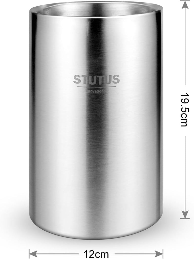 Wine Chiller Bucket, STUTUS Stainless Steel Double Wall White Wine Bottle Cooler Bucket, Insulated Champagne Beer Ice