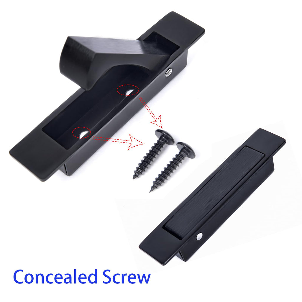 Pocket Door Handles Edge Pull,Flush Finger Hardware,Matte Black,2