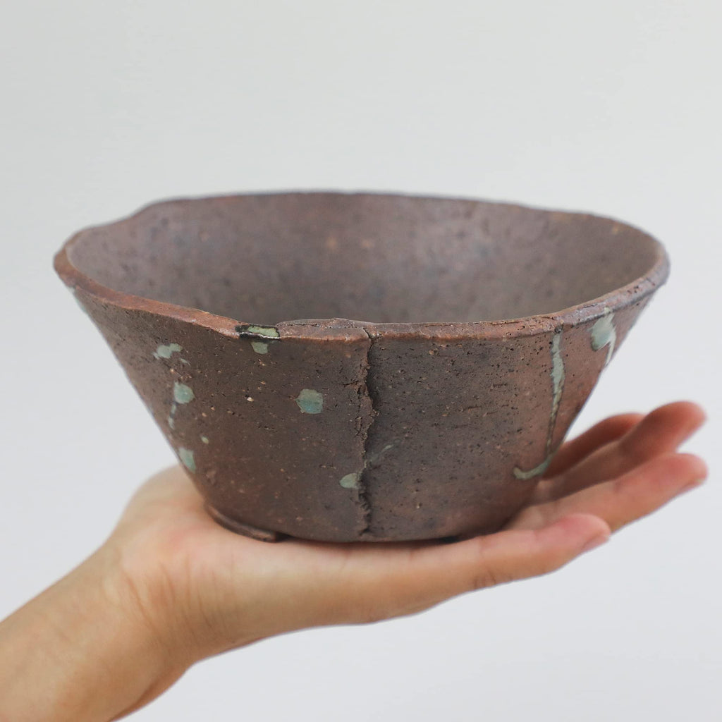 Tokoname Tatara Bonsai Pot 6.3in, Handmade Japanese Pot, Rustic