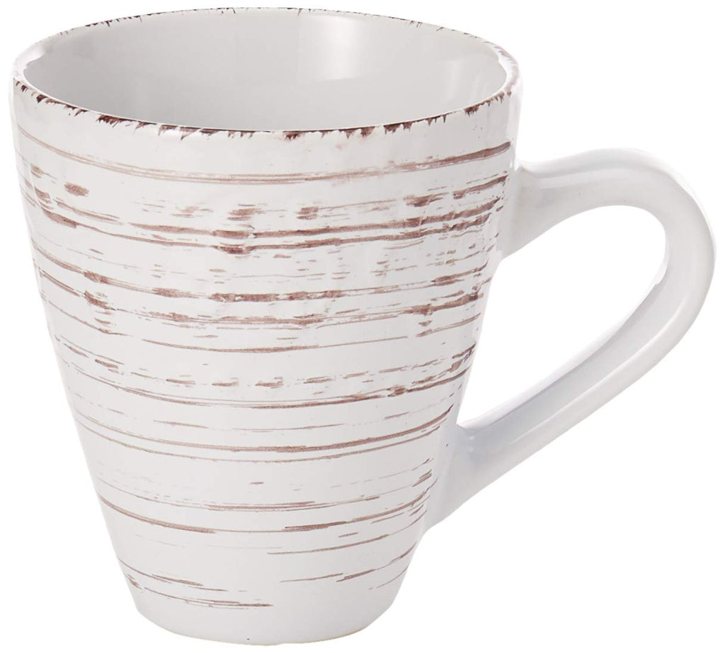 Embossed Stoneware Ocean Dinnerware Dish Set, 16 Piece, Seashell and White Sand