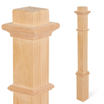 48 X 4.5 Inch Stair Newel Post, Square Solid Stair Post Base