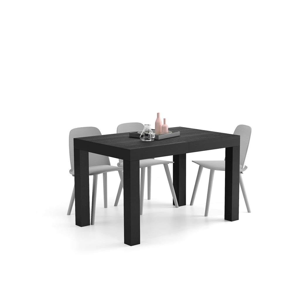 First Extendable Table, 47.2(78.7) x31.5 in, Ashwood Black, for 6-8 People, Expandable Dining Table, Italian