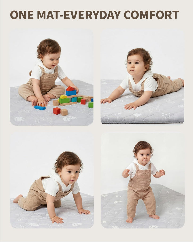 Baby Play Mat for Floor 59×71in, Quilted 1.6in Extra Thick Crawling Mat for Toddlers, Non-Slip Kids Play Mat
