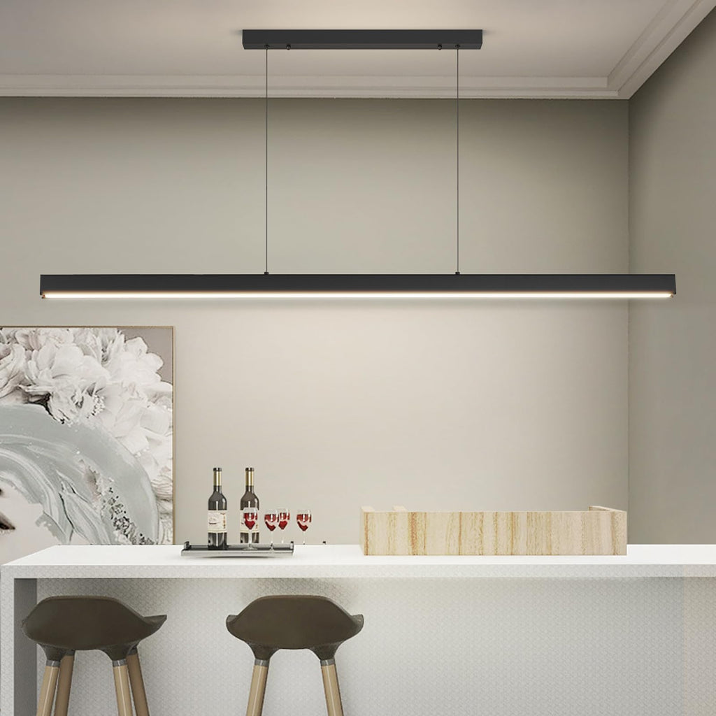 LED Linear Pendant Light, 31IN Ceiling Chandlier Light Fixtures Hanging with Remote Control 3000k-6500K Adjustable
