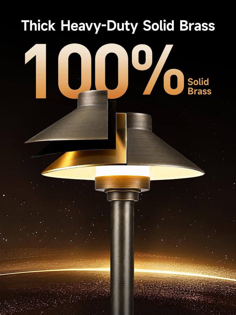 Solid Brass Low Voltage Hat-Top Path Light, Bronze, G4 2700K 6Pk
