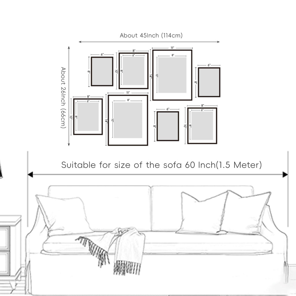 Gallery Wall Frame Set, 8 Pack Neutral Wall Decor, Beige, Large