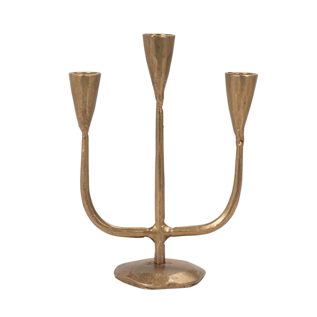 Cast Metal Candelabra, Antique Brass Finish