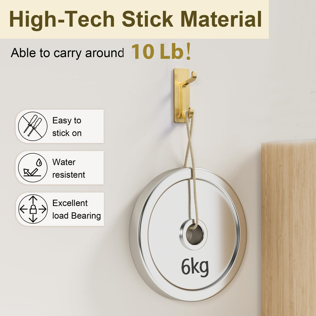 Self Adhesive Wall Hooks for Hanging: Extra Strong 13 LB, Hook for Coat, Towel s, Shower, Kitchen, Wall, Door Hook