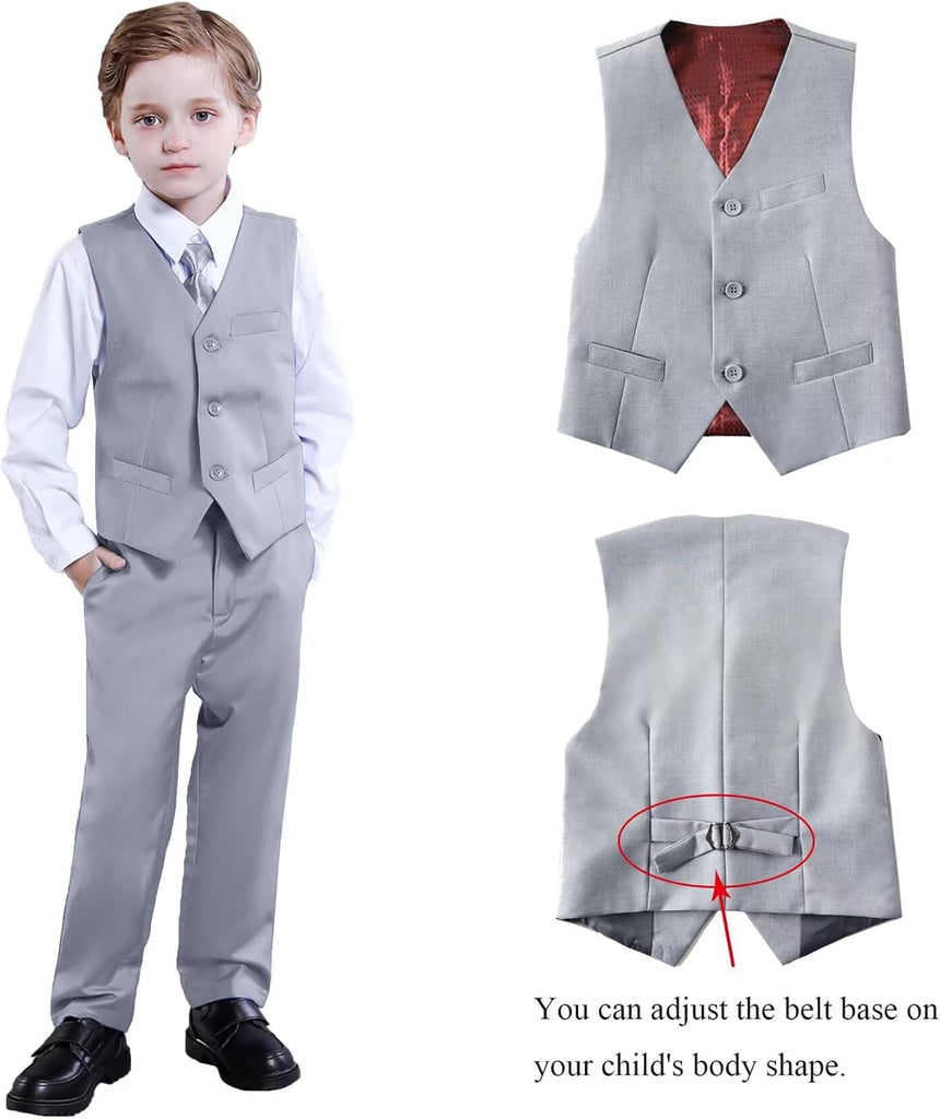 Boys' 5 Piece Formal Suit Kids Dress Tuxedo Vest Pants Suits for Boy 2