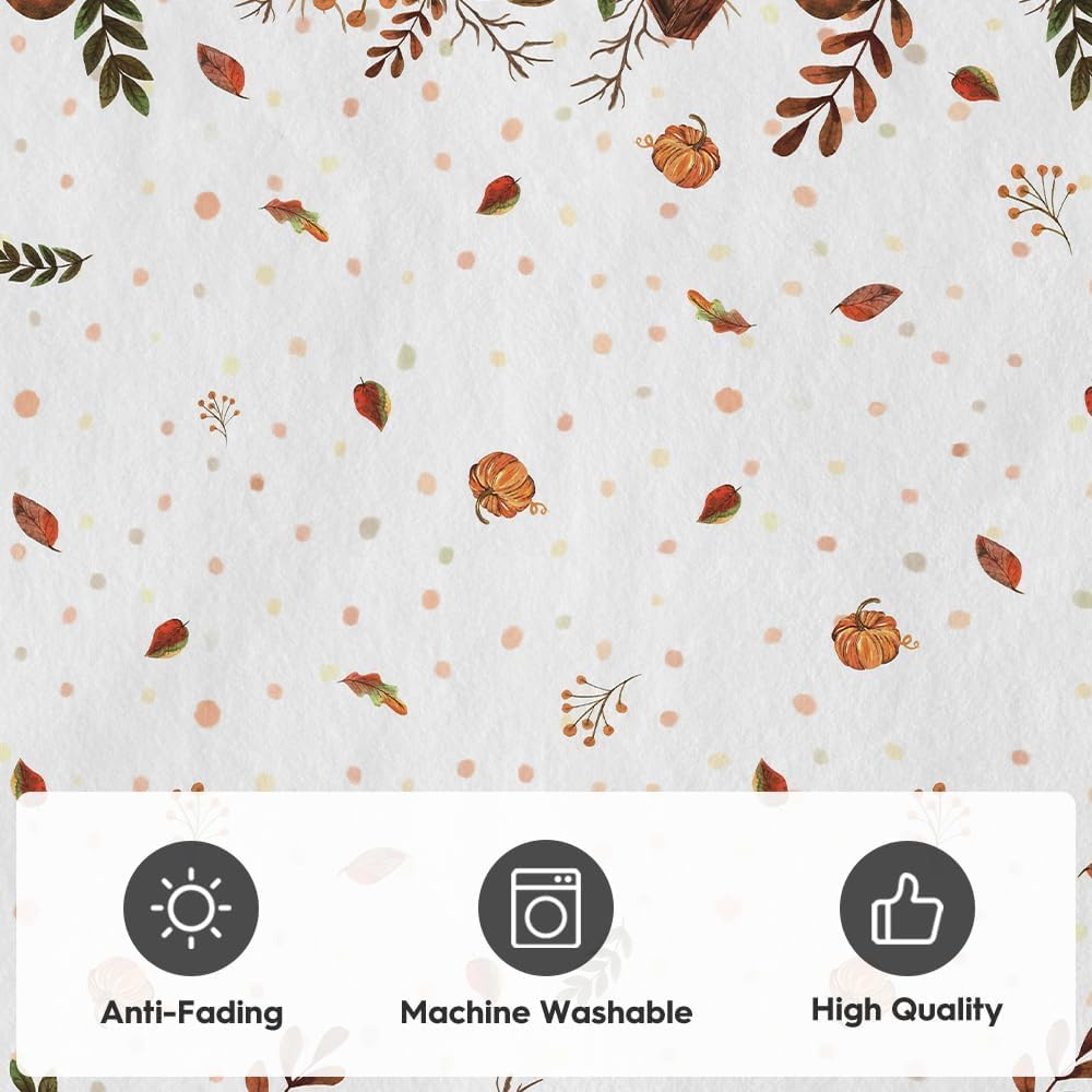Buffalo Plaid Pumpkins Mushrooms Birdhouse Leaves Fall Area Rug, Autumn Thanksgiving Home Decor Low-Profile Washable